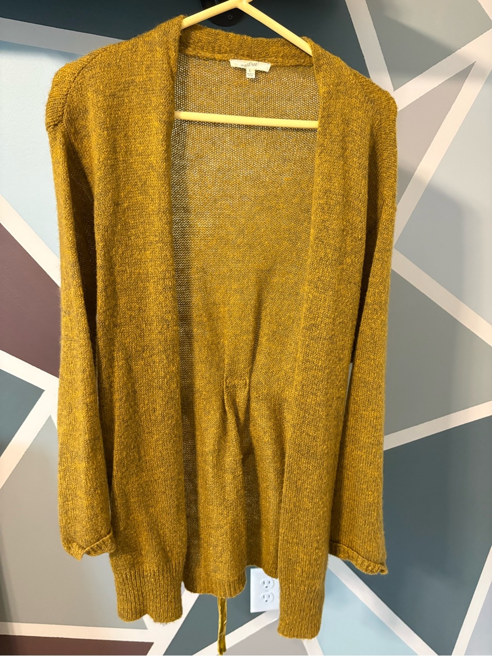 Mystree Mustard Open-Front Knit Cardigan